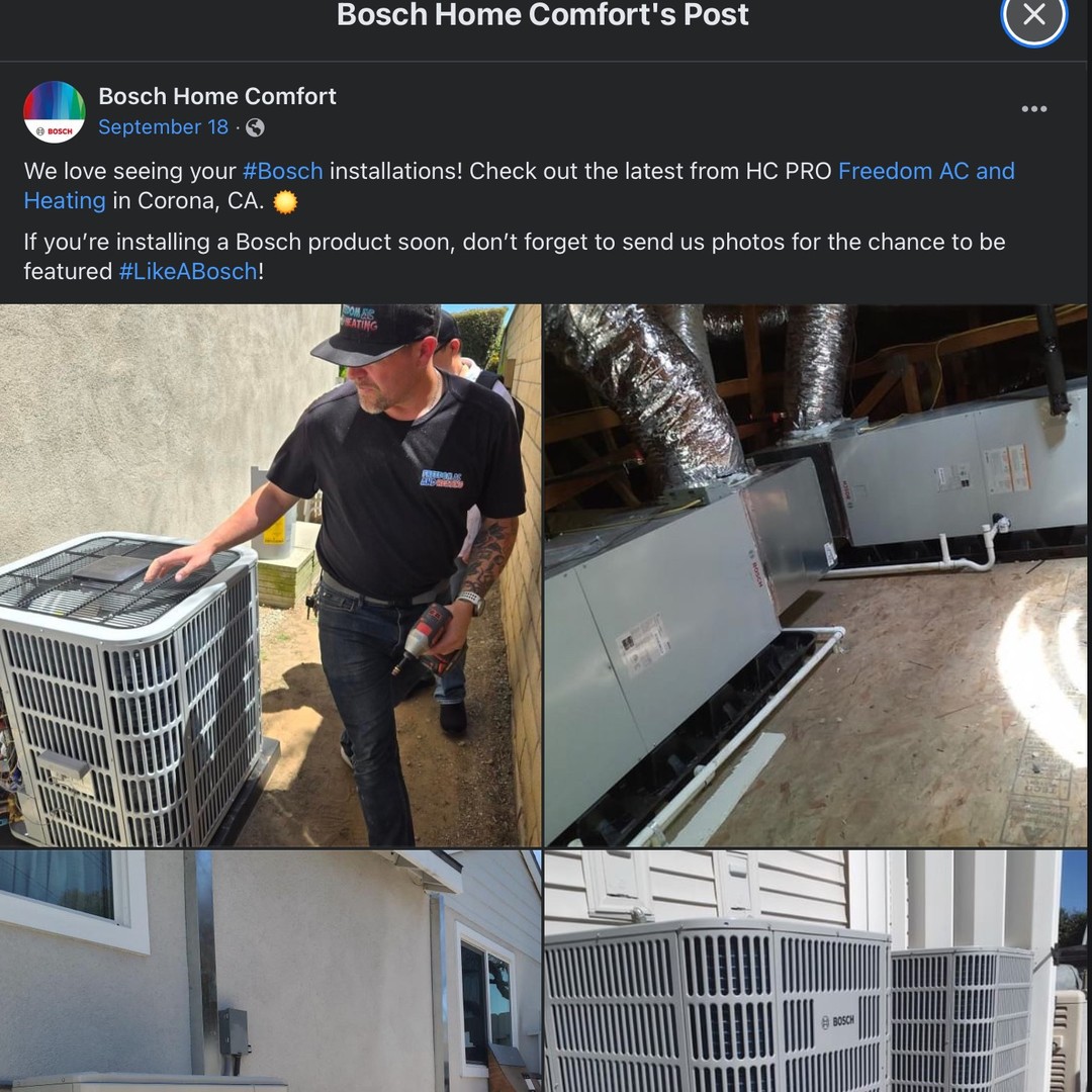 Freedom AC team completing a Bosch heat pump installation