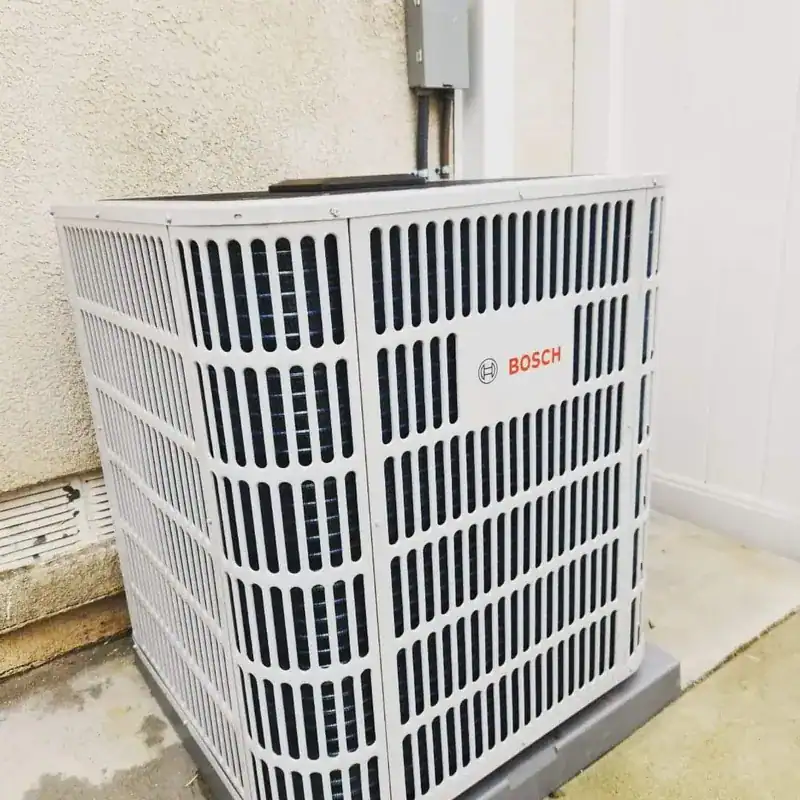 Bosch heat pump outdoor condenser unit installed by Freedom AC in Orange County
